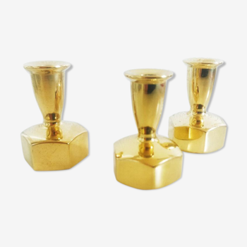 Set of 3 Scandinavian brass candlesticks L125 by Hans-Agne Jakobsson Markaryd 1960