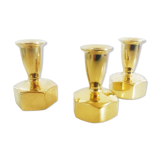 Set of 3 Scandinavian brass candlesticks L125 by Hans-Agne Jakobsson Markaryd 1960