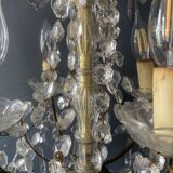 Small antique chandelier with tassels and bronze from the early 20th century
