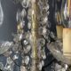 Small antique chandelier with tassels and bronze from the early 20th century