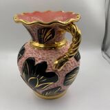 Old Vallauris ceramic earthenware vase rose gold vintage 1960 70 Tulip flowers