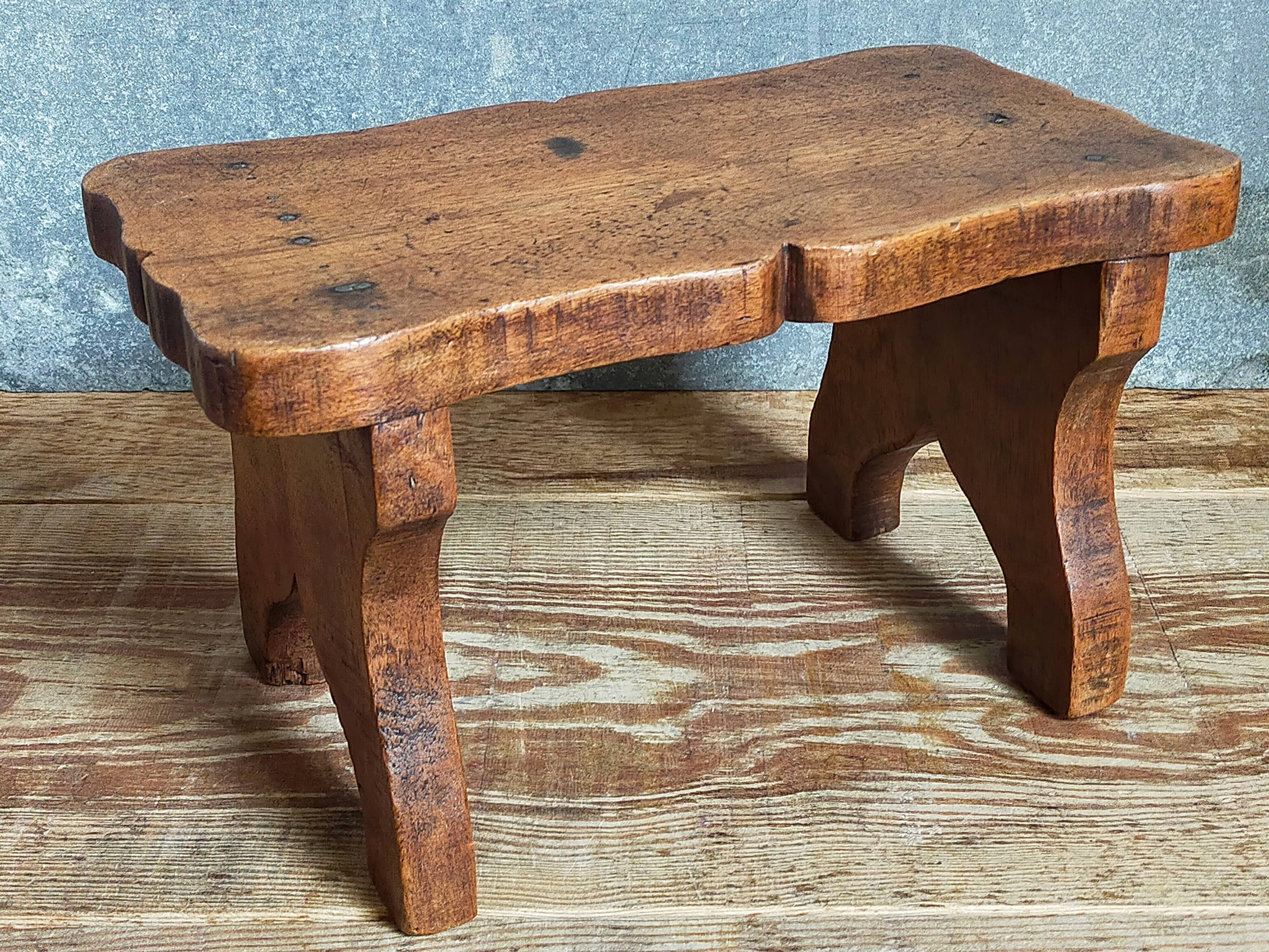 Old solid wood footrest stool