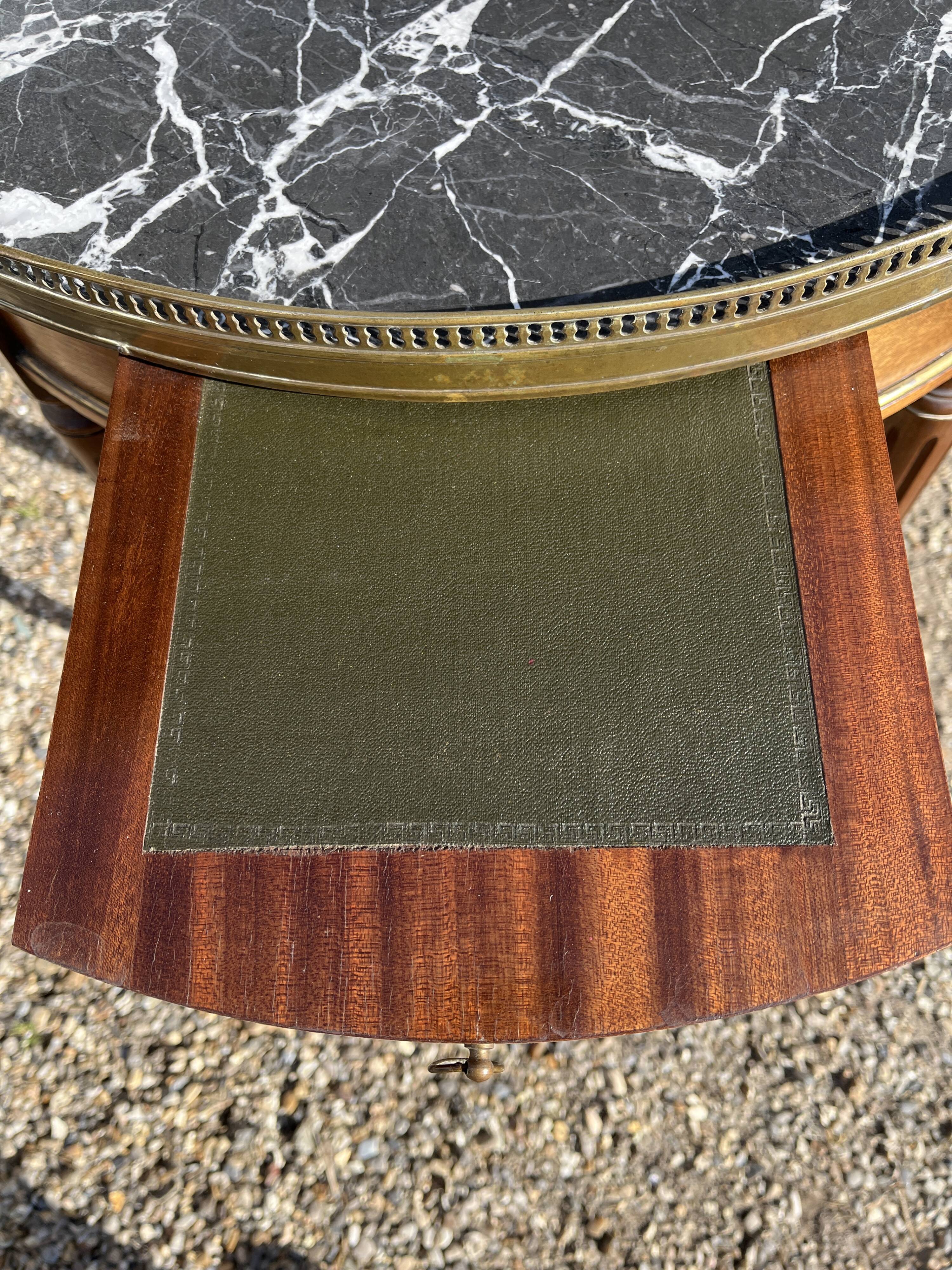 Mahogany hot water bottle table with brass net