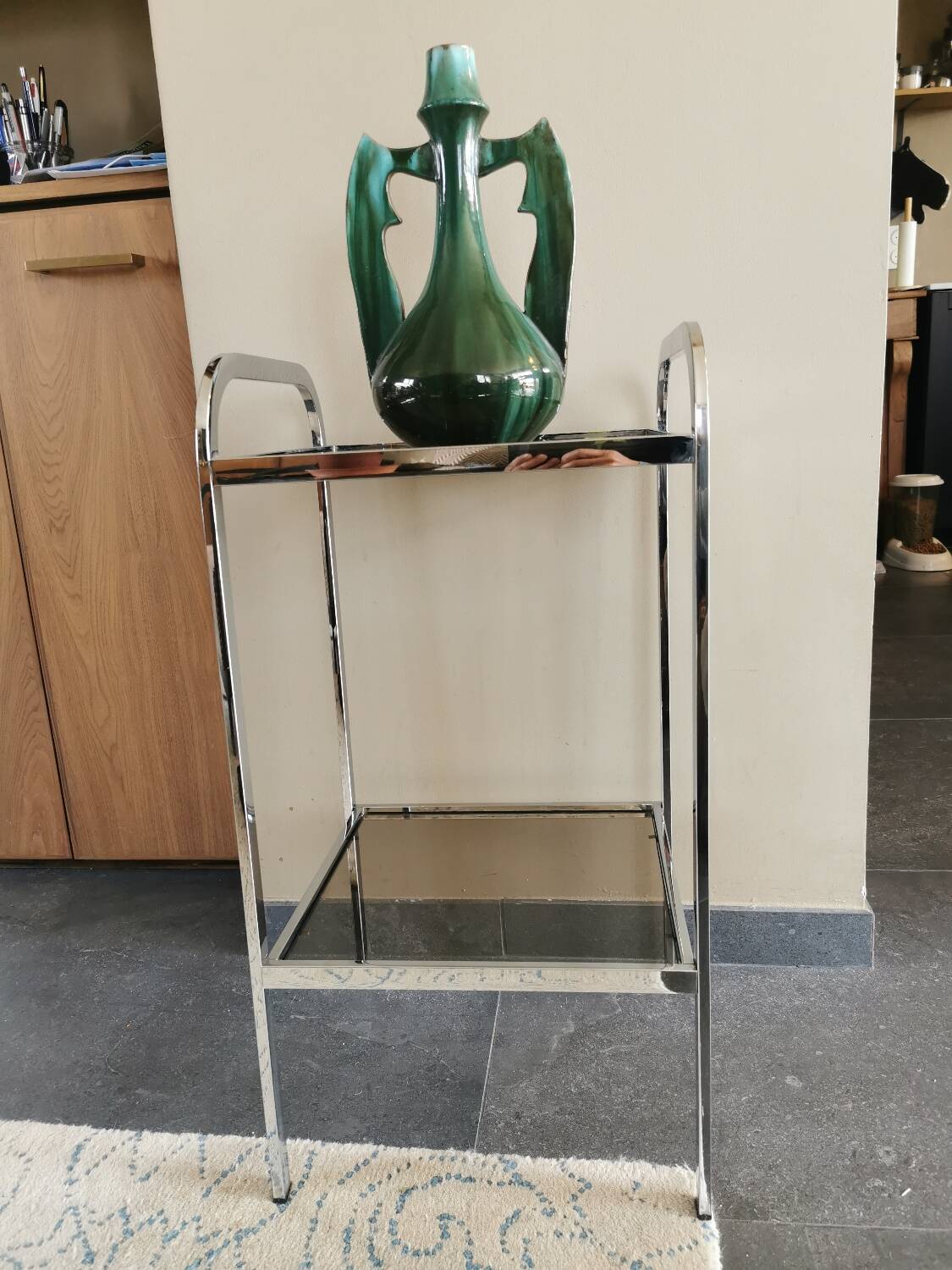 Small vintage chrome metal shelf
