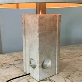 Mid Century Modernist Brutalist Italian Travertine table lamp, 1960s