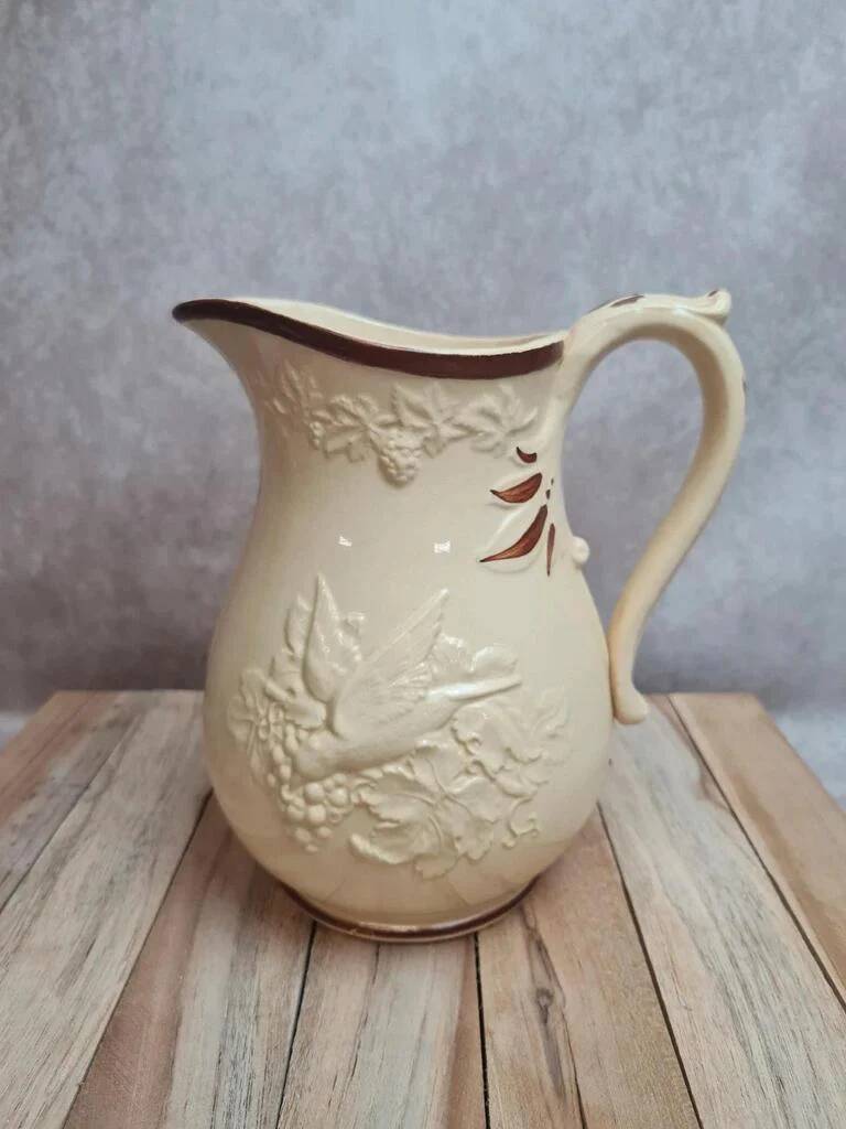 Old Pichet KG Lunéville No. 1 in ironstone, relief bird decoration, vintage