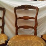 4 x Provencal chairs in carved wood and straw
