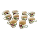 10 slipware cups, pansies