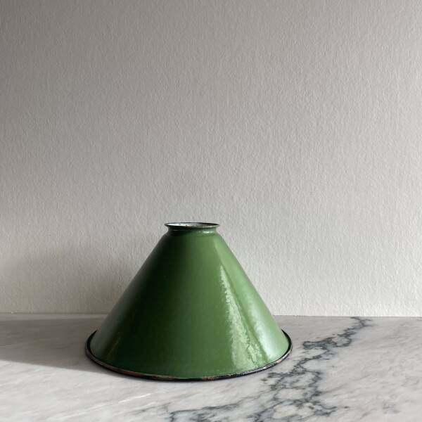 Green enamelled lampshades x4