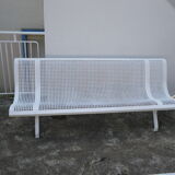 Old public wrought iron bench painted white - 50s