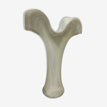 Murano style vase in white blown glass