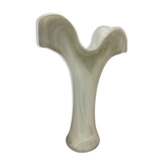 Vase style murano en verre soufflé blanc