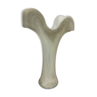 Murano style vase in white blown glass