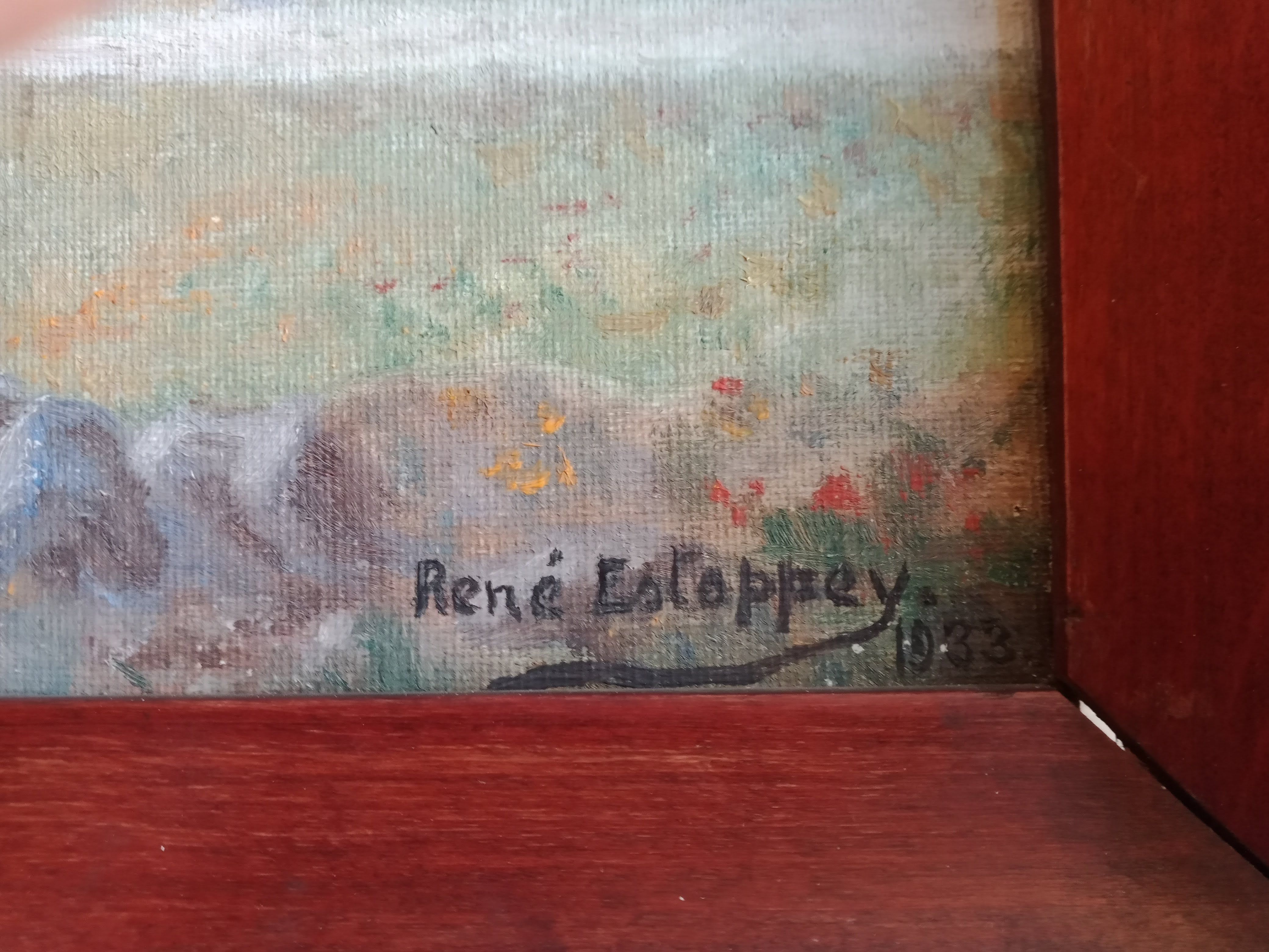 oil on canvas painting dated mountain landscape signed