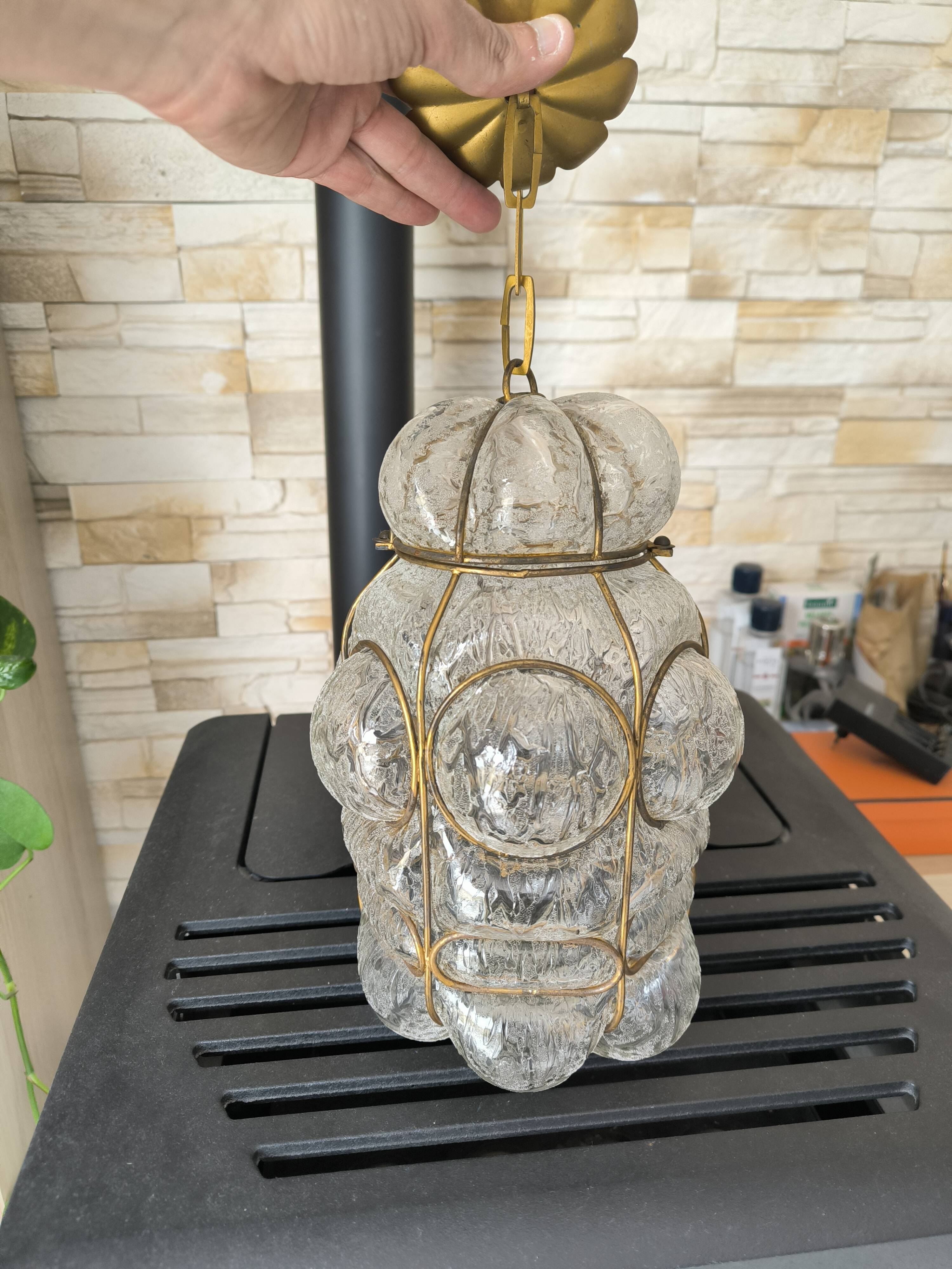 Pair of Venetian Lanterns in Blown Murano Glass