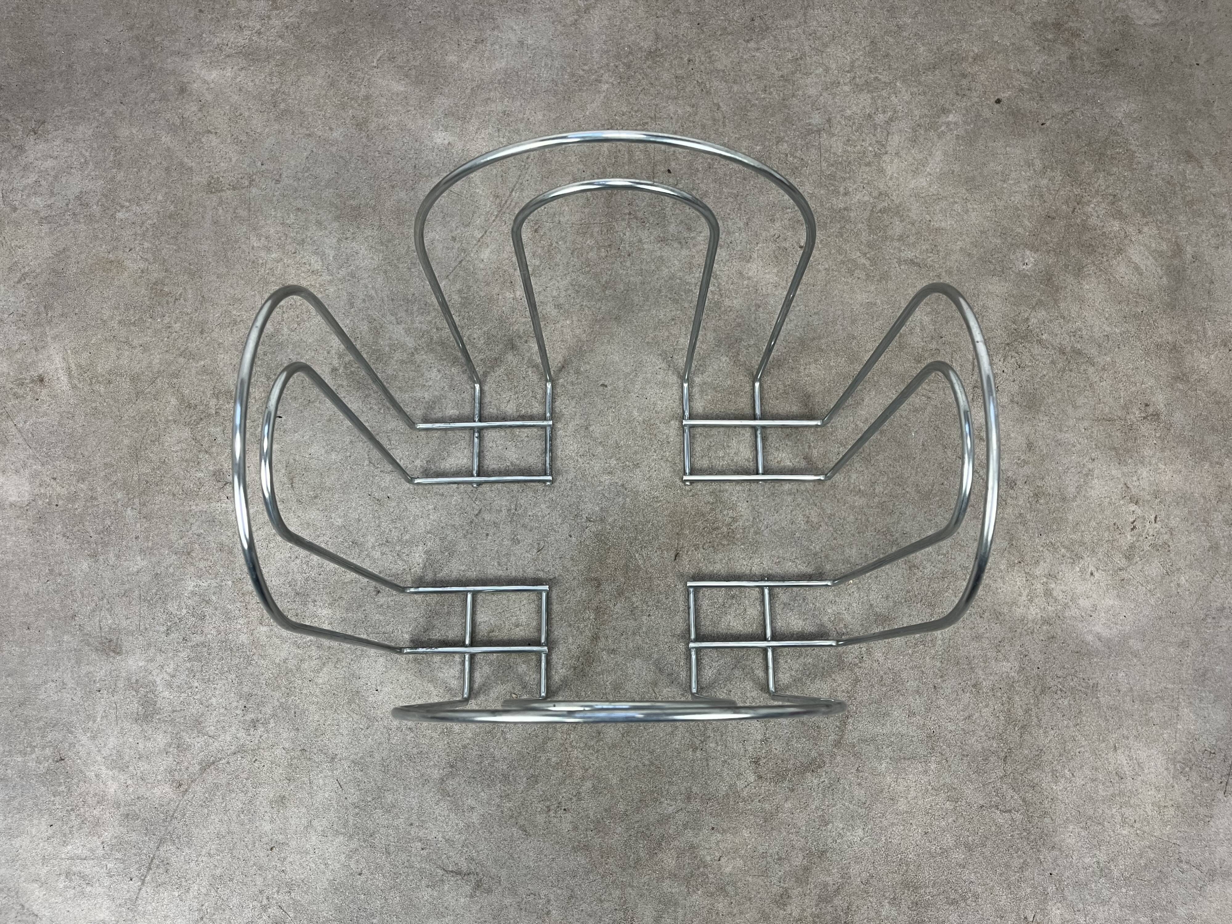 Postmodern chrome metal magazine rack from the 80s
