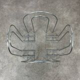 Postmodern chrome metal magazine rack from the 80s