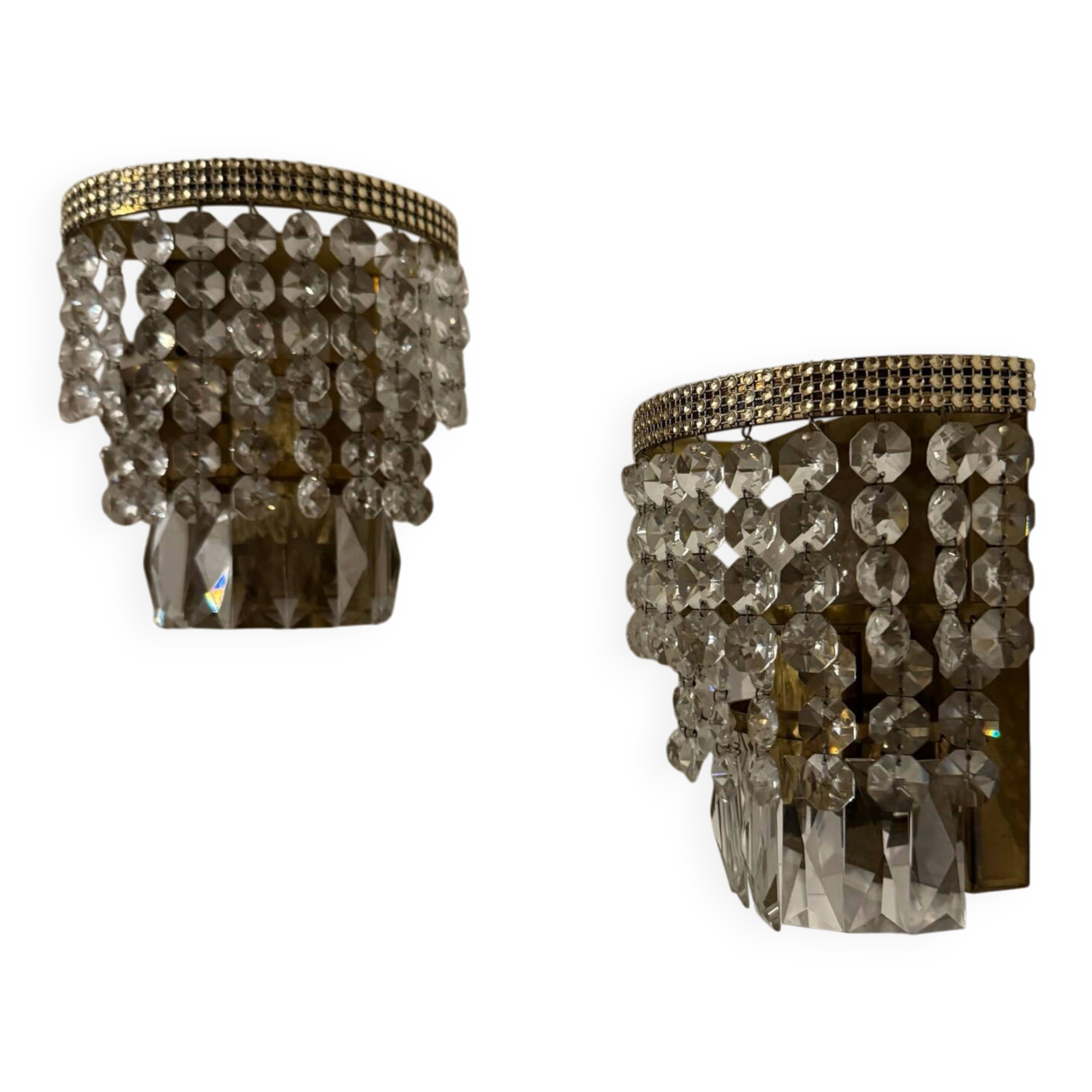 1970s brass pendant wall lights