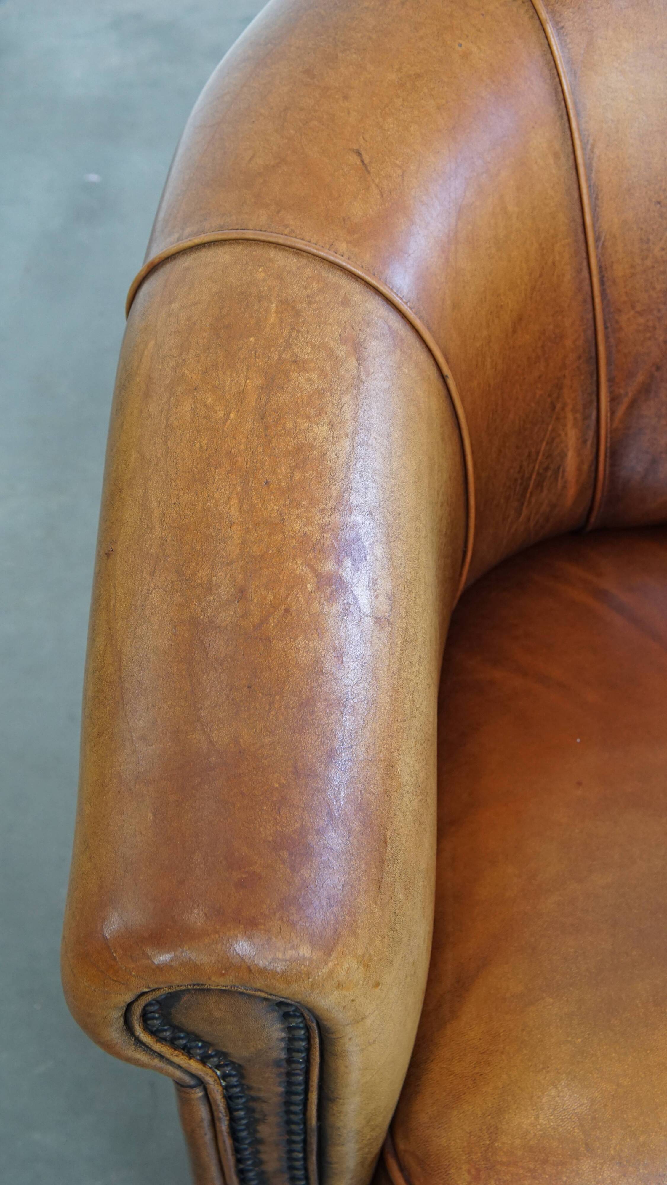 Sheepskin leather club chair