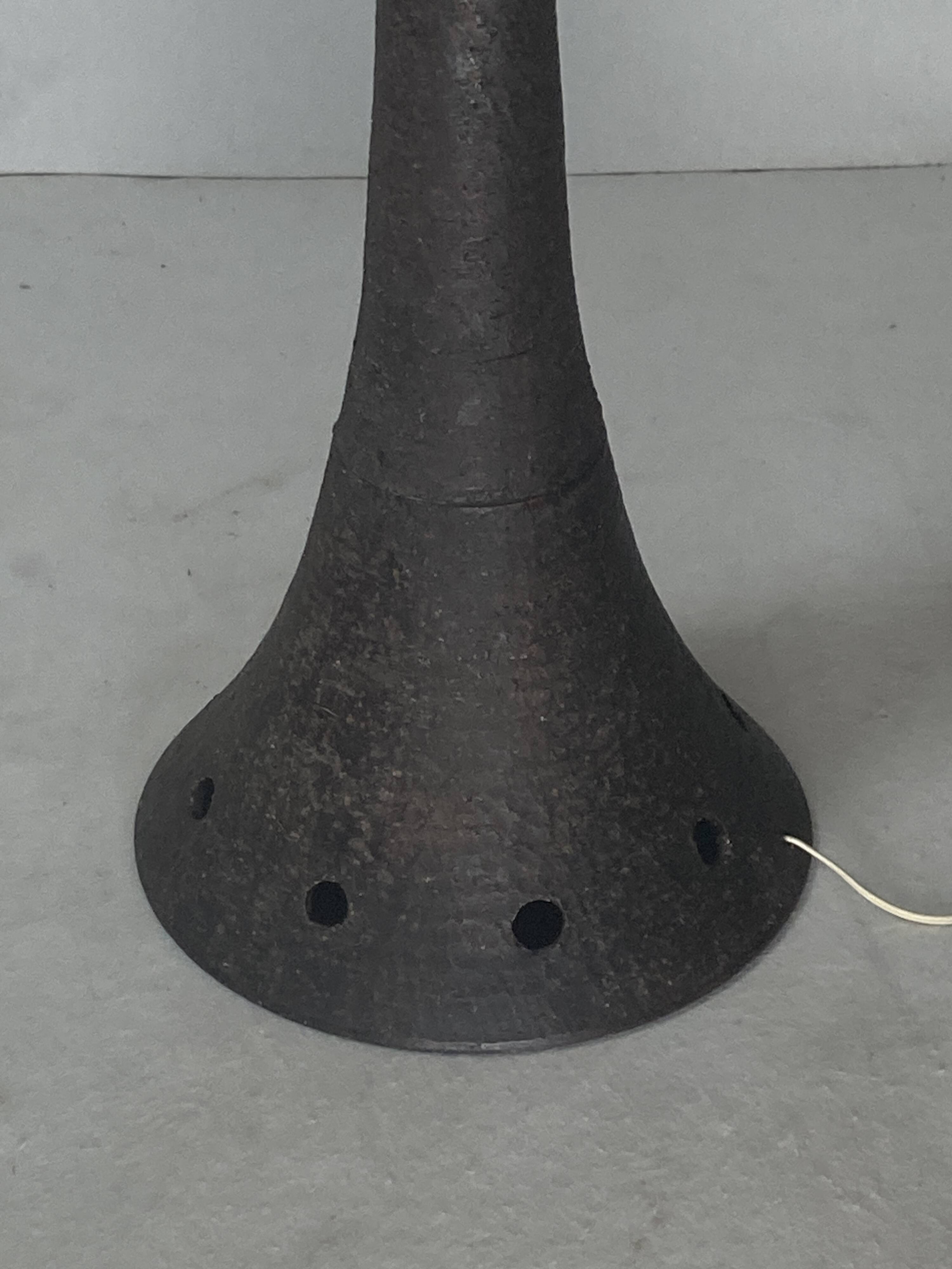 Brutalist Wabi Sabi Dutch Bouclé Shade aand Ceramic Floor Lamp, 1960s