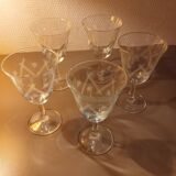 5 chiseled stemmed glasses