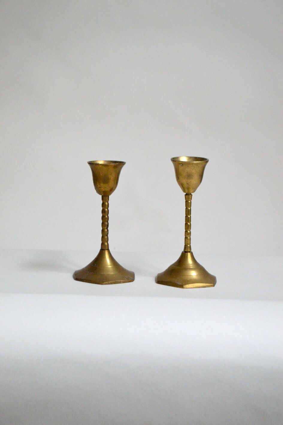 Pair of brass candle holders