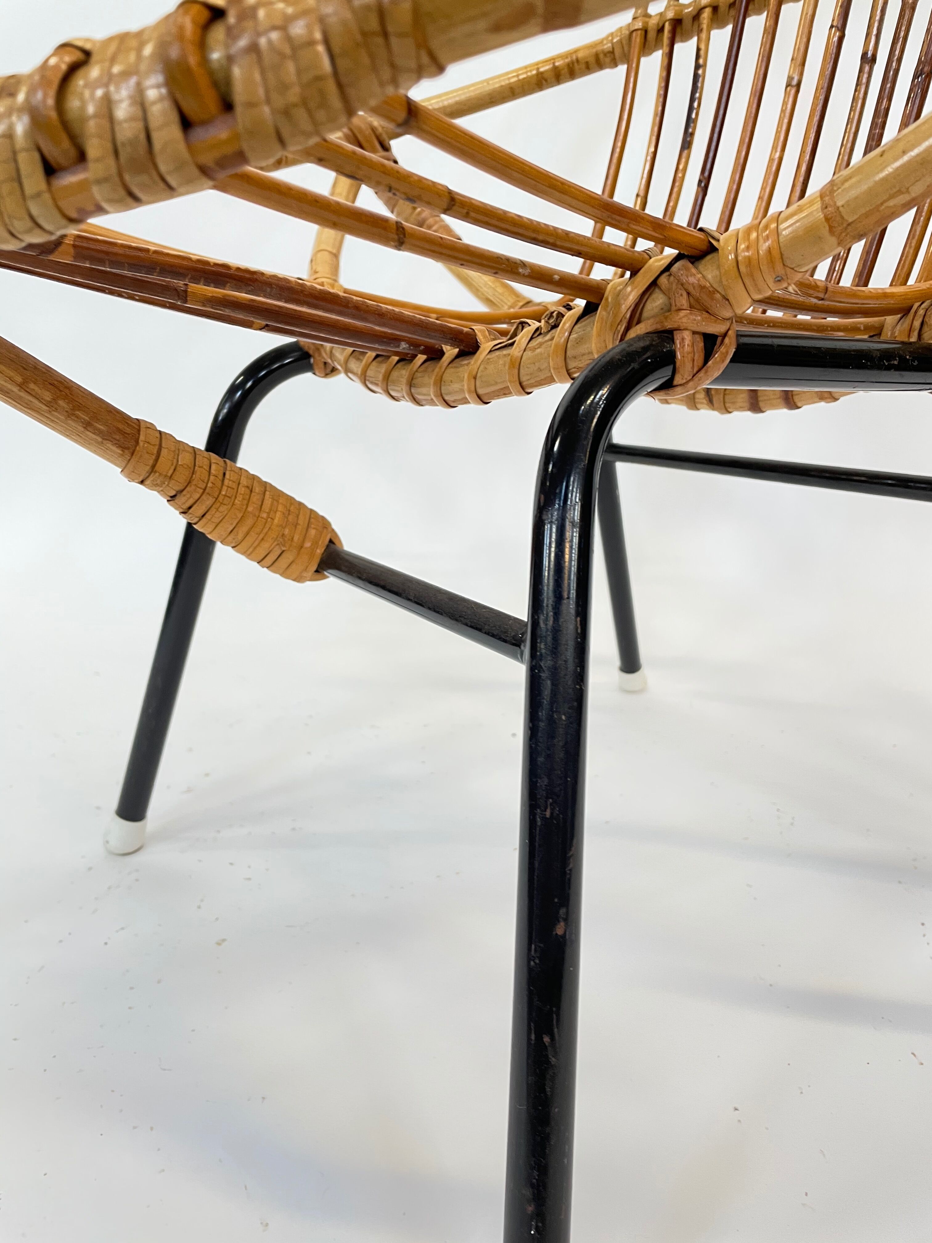 Fauteuil vintage en rotin par Dirk van Sliedregt Rohe Noordwolde 1960 aux Pays-Bas