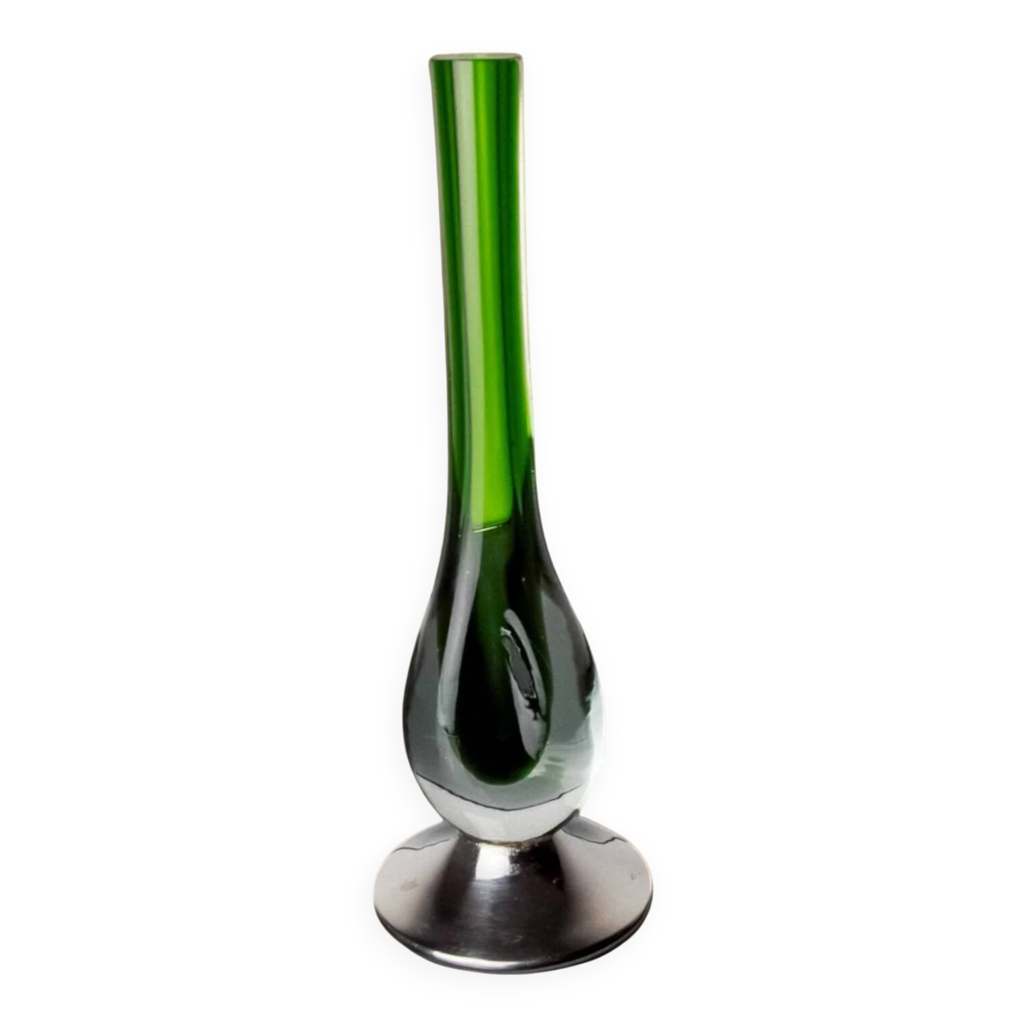 Green sommerso soliflor vase by Seguso, Murano, Italy, 1970s