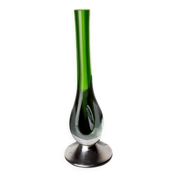 Green sommerso soliflor vase by Seguso, Murano, Italy, 1970s
