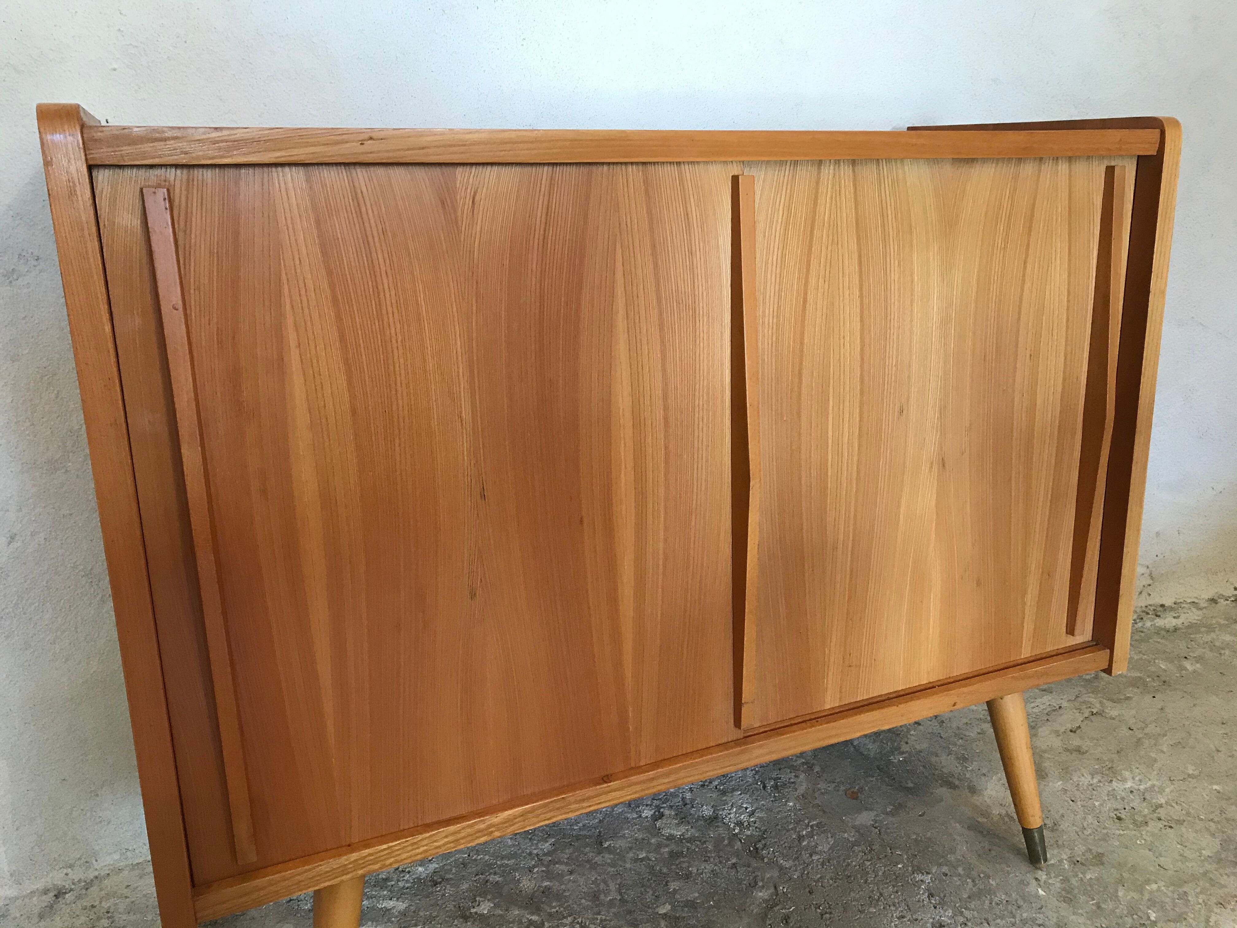 Vintage buffet sliding doors feet compass 1960's