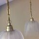Pair of pendant lamps bell in frosted glass style art deco