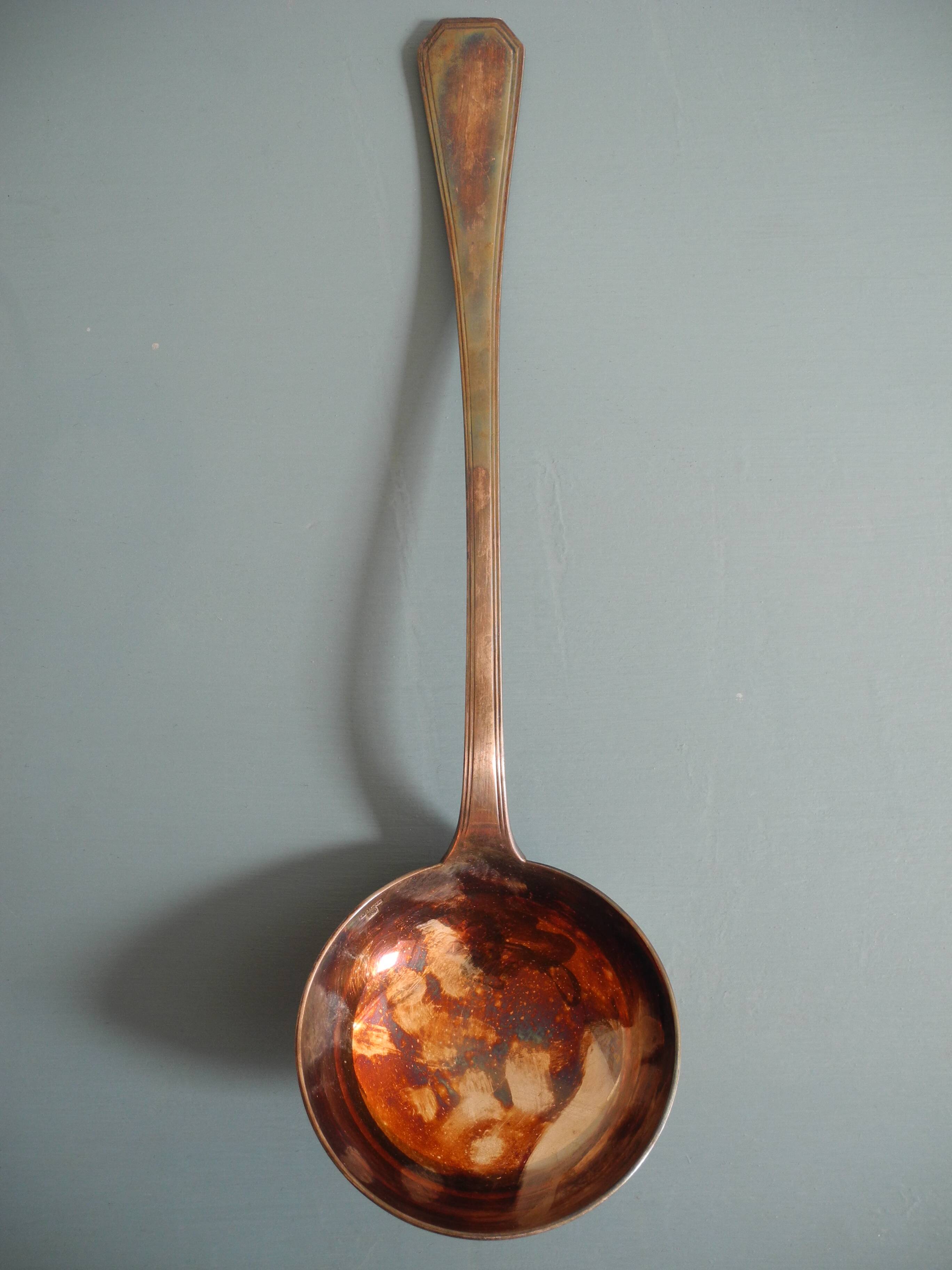 Old silver metal ladle Christofle art table vintage silver metal lad