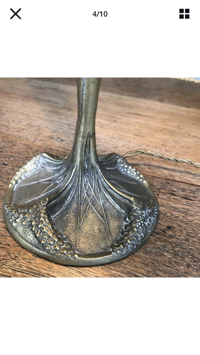 Lamp signed Georges Leleu era Art Nouveau Tiffany hat