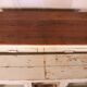 Burmese teak merchant's counter with original white patina.