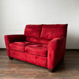 Vintage Red Velour Sofa, Ikea 1990s
