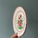 St Clement France plate, floral basket and rooster decoration