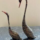 Couple oiseaux anciens laiton