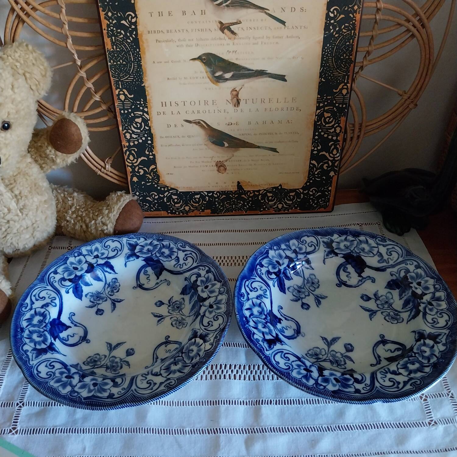 Creil&Montereau Art Nouveau soup plates, Flora model