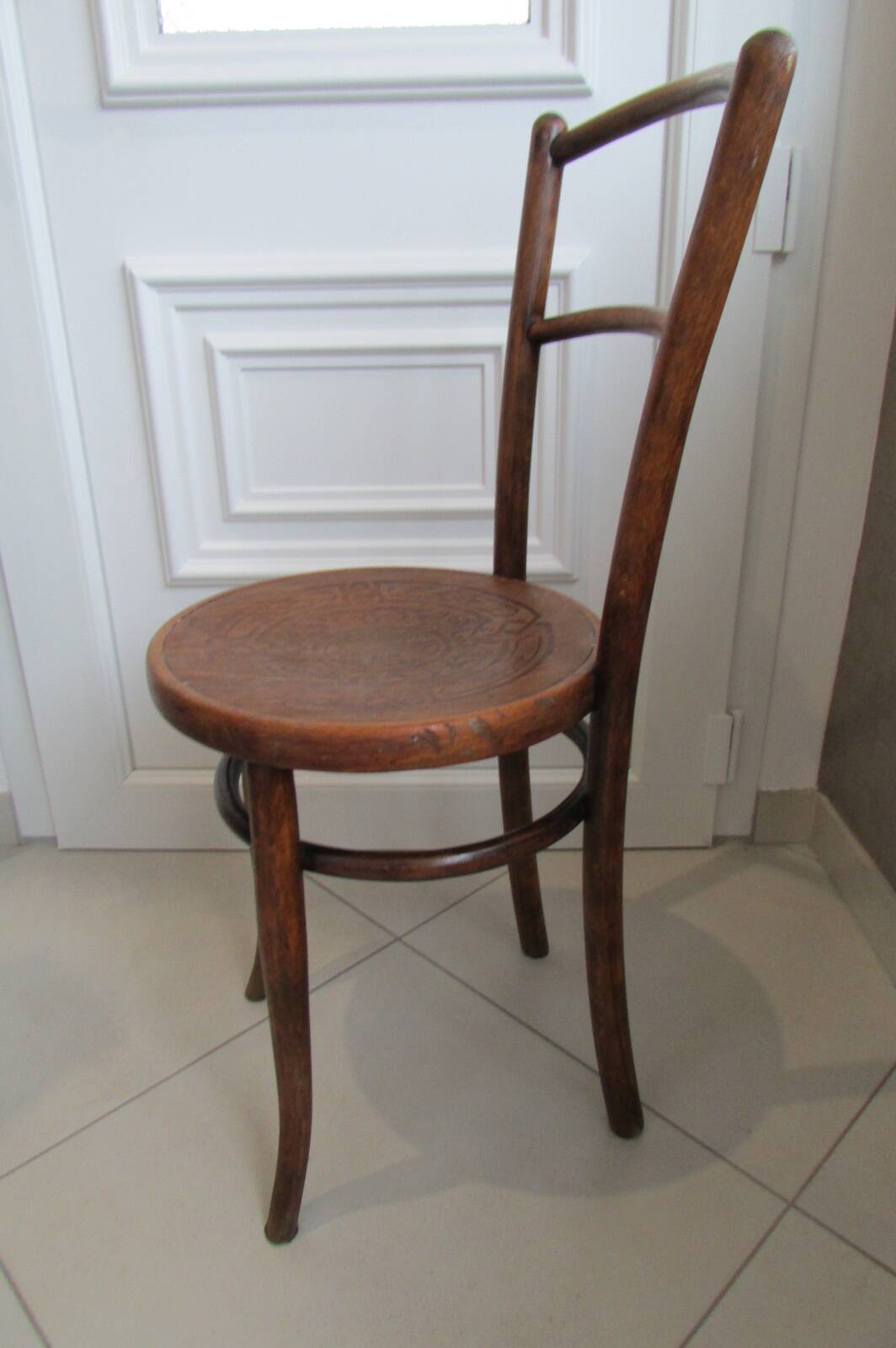 Bistro chair decorated seat by Jacob & Josef Kohn