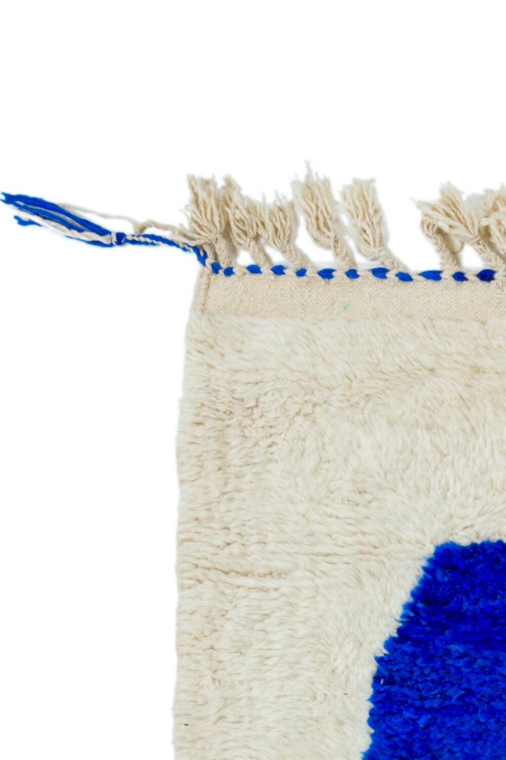 Modern Moroccan Berber Rug Klein Blue and White