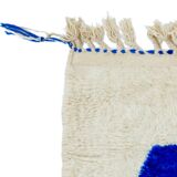 Modern Moroccan Berber Rug Klein Blue and White