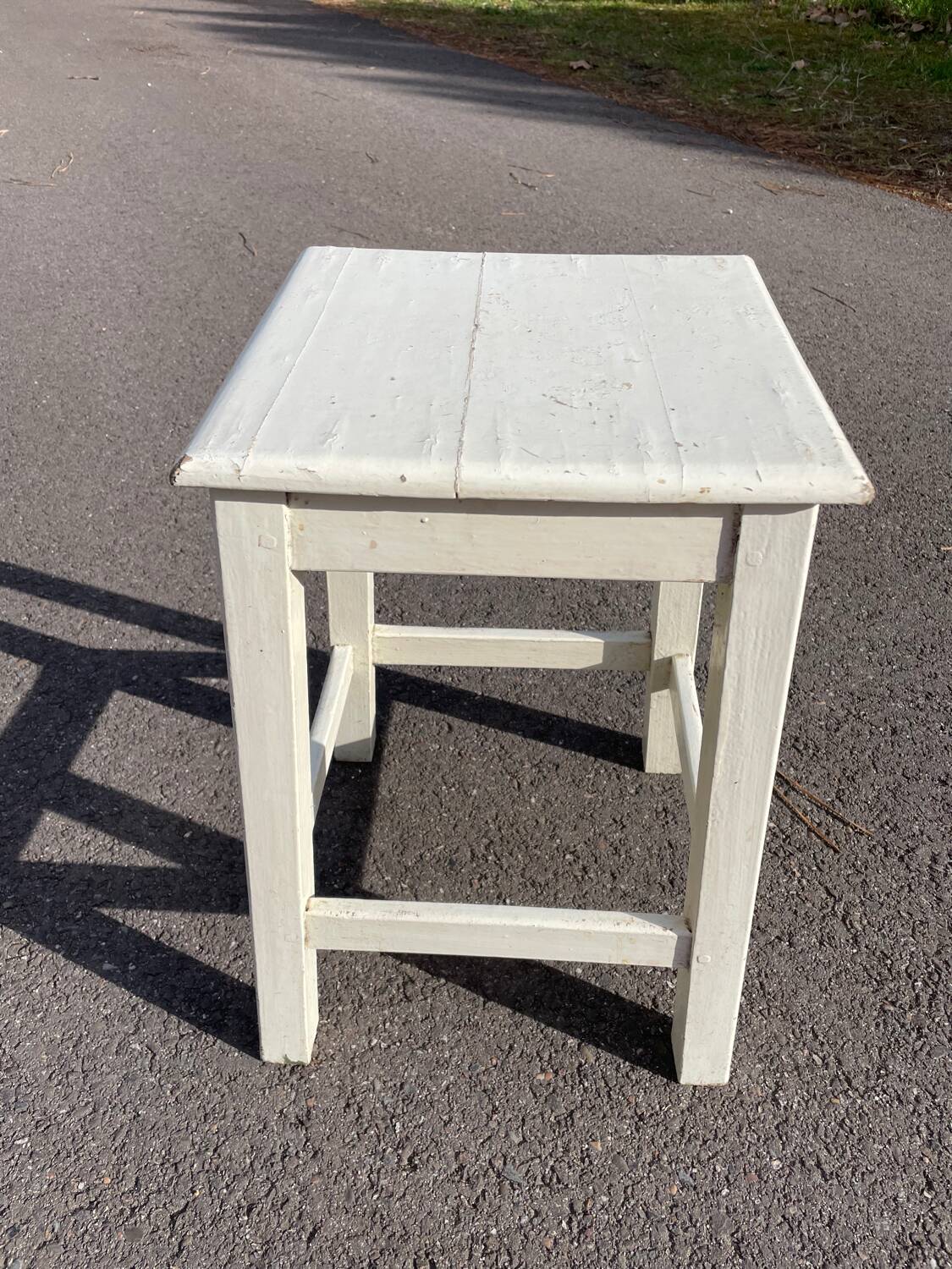 White square wooden stool