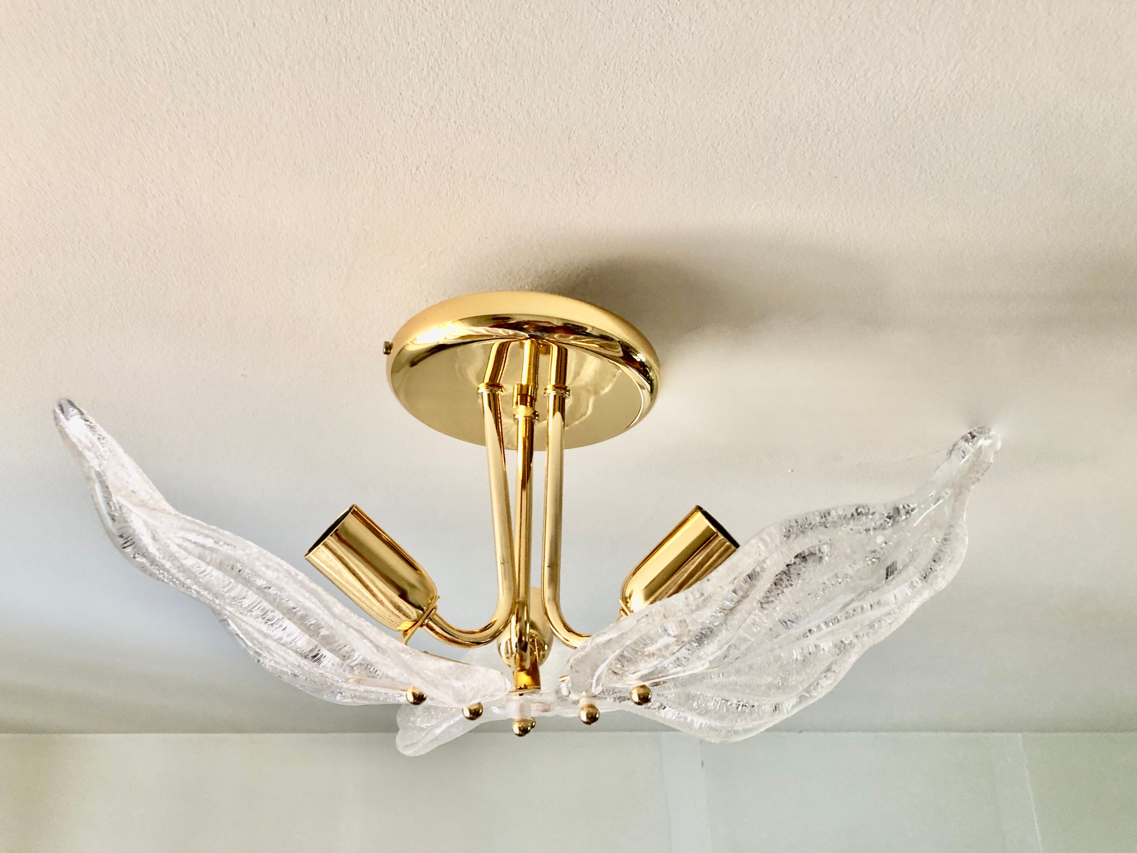 3-sheet Murano glass ceiling lamp for Novaresi