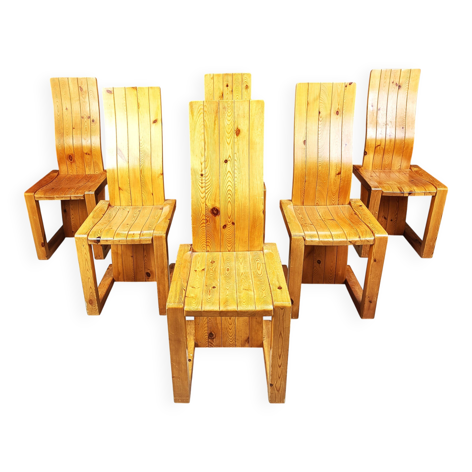 Vintage Finnish pine wood dining chairs, 1970s