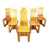 Chaises de salle à manger en pin finlandais vintage, années 1970