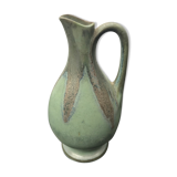 Former Green Ceramic Pitcher Signed 70s Vintage