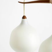 Pendant lamp with opal glass shades teak frame by Uno & Östen Kristiansson