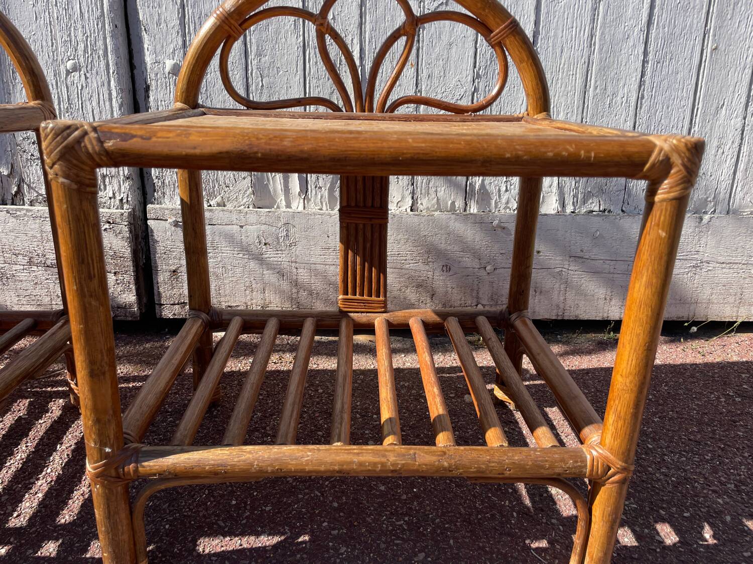 Pair of rattan/wicker bedside tables