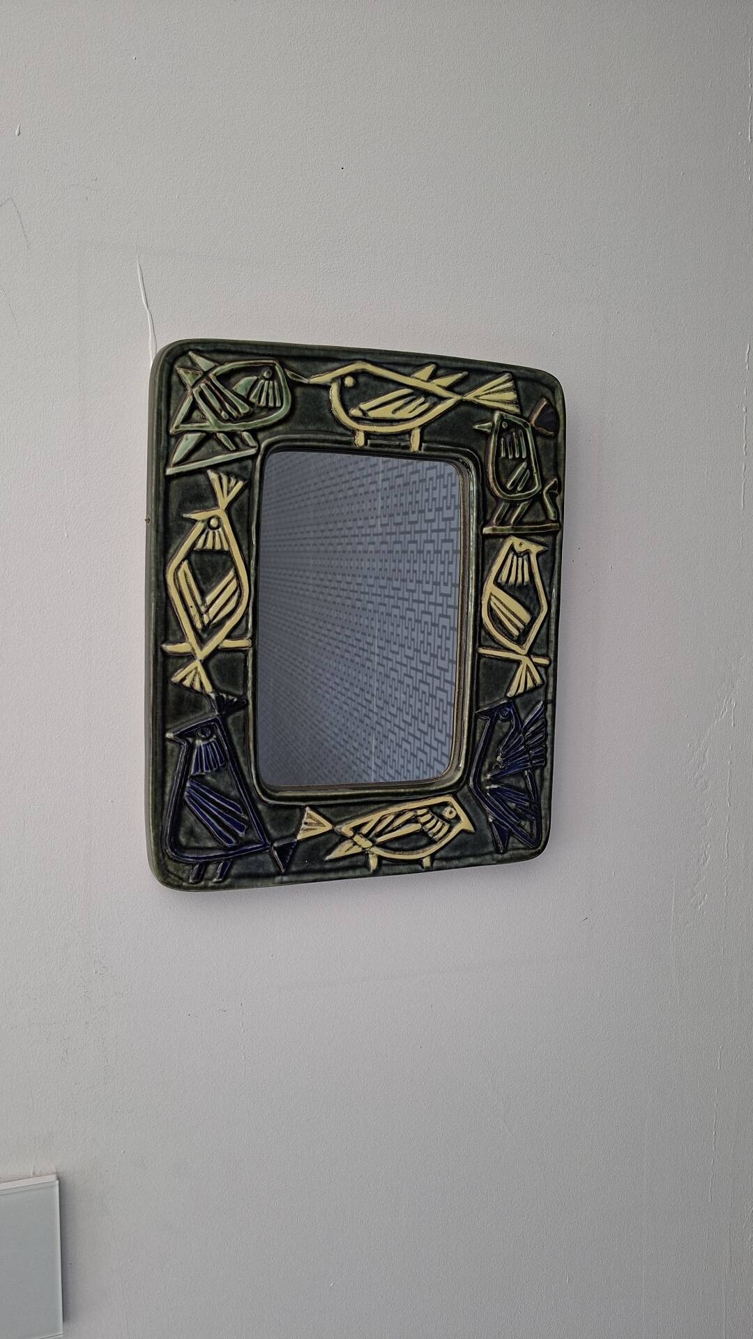 Ceramic Bird Mirror Lisa Larson Harlequin Series / Gustavsberg