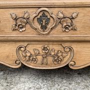 Louis XV style chest of drawers, solid raw oak, 1920.